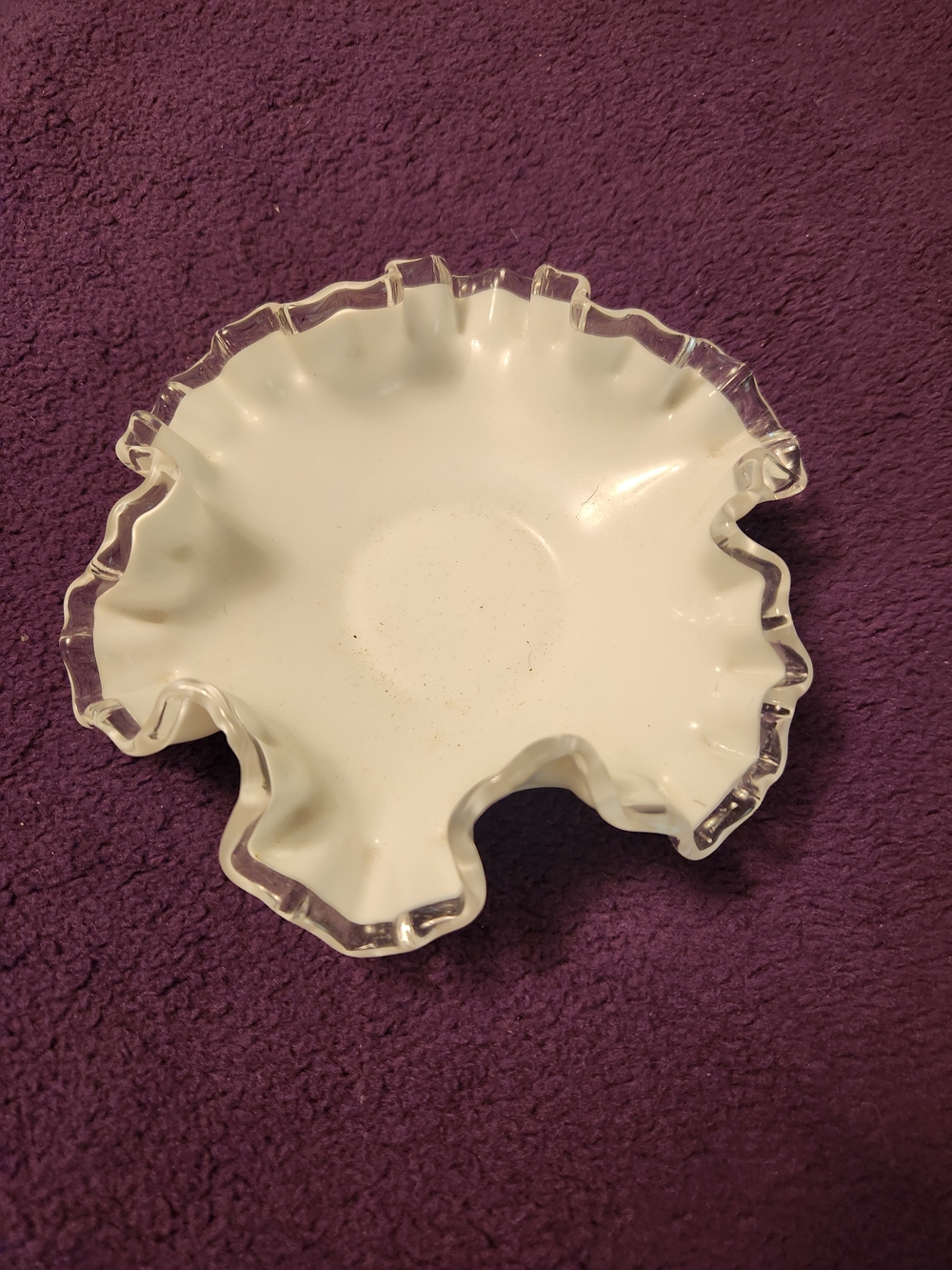 White Ruffled Glass Decorative Bowl - Home Accents